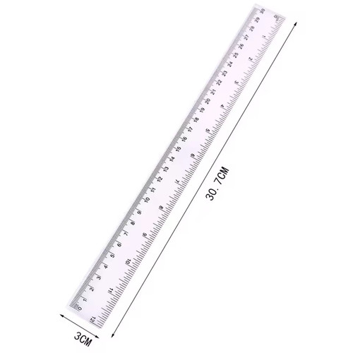 30cm clear ruler - 12"-, strong