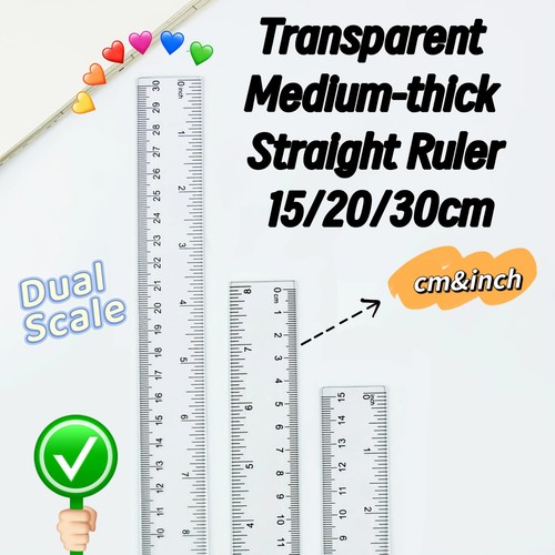 Clear plastic ruler 15cm 20cm - clear,