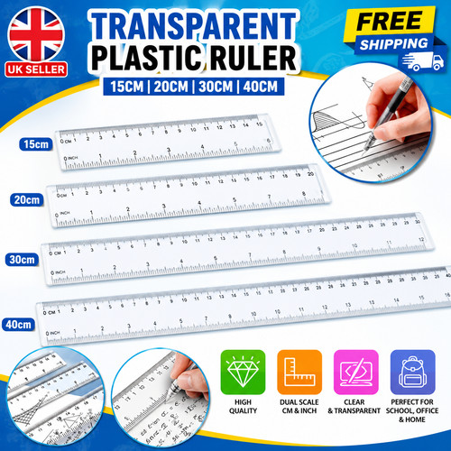 30cm clear plastic ruler - clear,